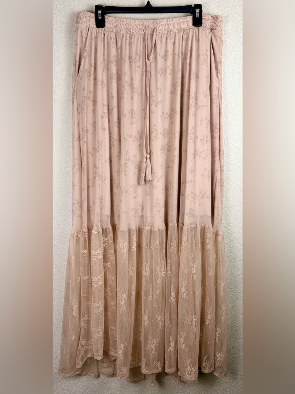Torrid Dusty Rose Lace Mesh Festi Cottagecore Maxi Skirt & Crop Top Set 2X NWT